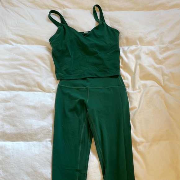 Lululemon Everglade green workout set - Align leggings 0 + Align tank 4 - Picture 1 of 2